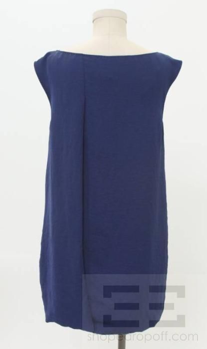 Zara Woman Blue Single Pleated Sleeveless Bubble Hem Dress Size Small 