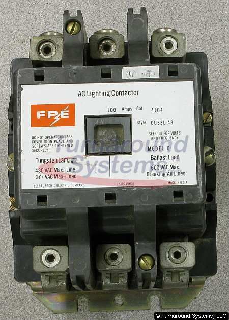 Federal Pacific 4104 Contactor, 100 Amp, 3 Pole  