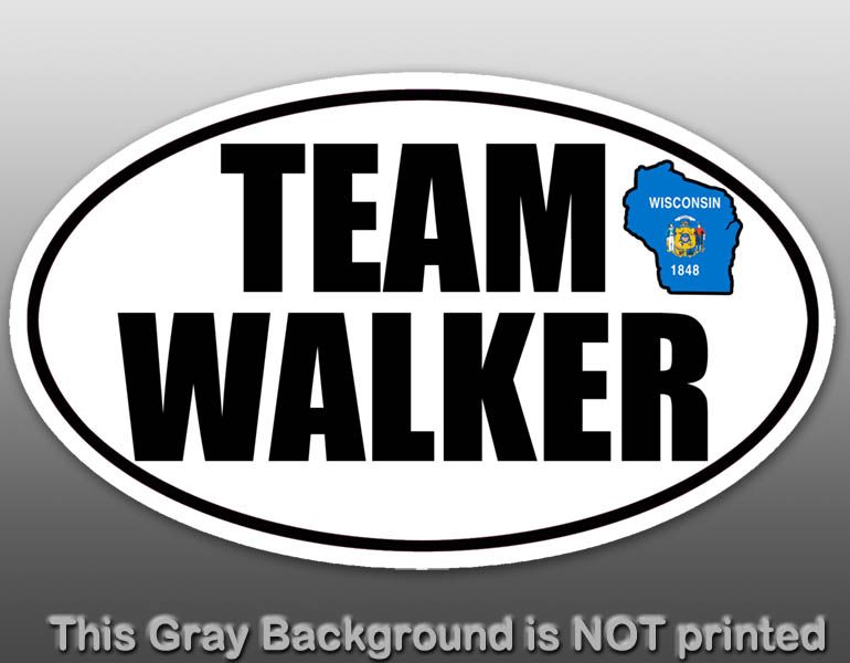 Oval Team Walker Sticker   decal governor Wisconsin WI  