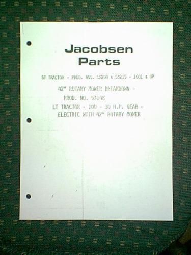 JACOBSEN GT & LT TRACTOR 42 MOWER DECK PARTS MANUAL  