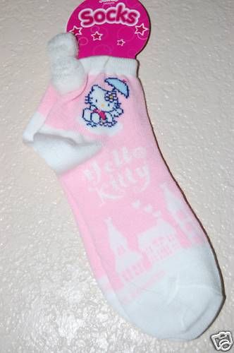NEW Sanrio Hello Kitty Pink Pom Pom Girls Socks 6 8  