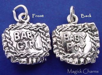 Sterling Silver BABY BLANKET Boy Girl Twins 3D Charm  