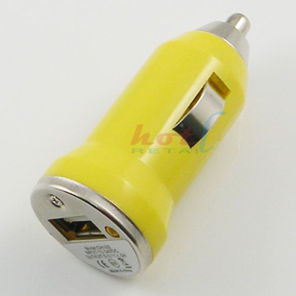 Yellow USB Car Charger+Cable For iPod iPhone 3G 3GS 4G  