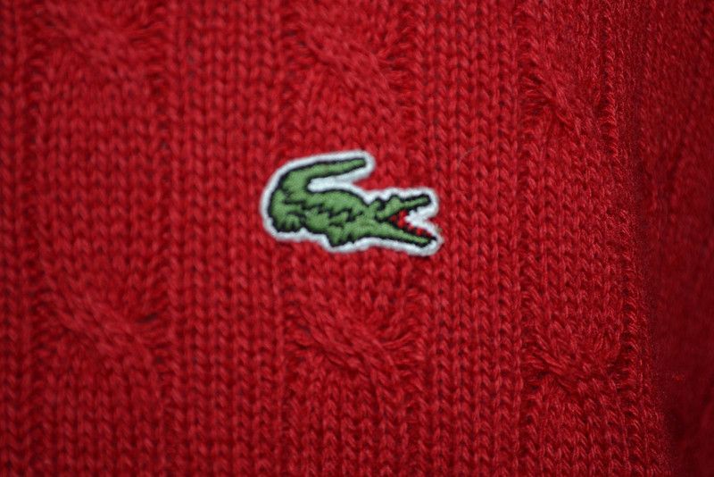 LACOSTE RED COTTON WOOL BLEND PULLOVER KNIT SWEATER MENS 6 LARGE   XL 