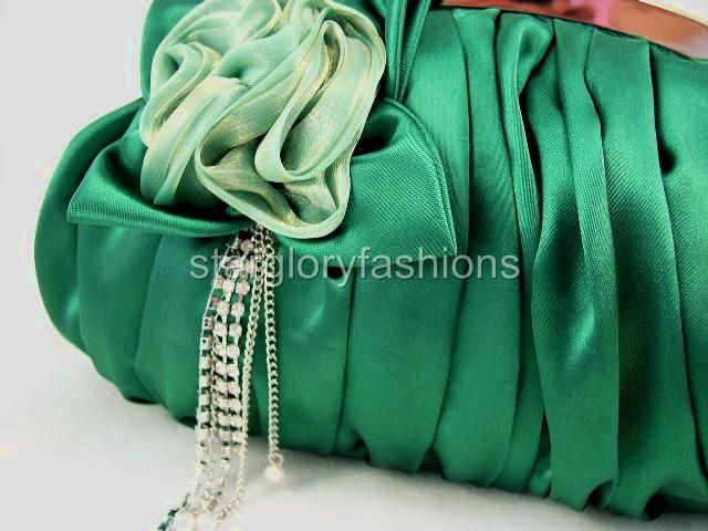Emerald Green Wedding/Prom Clutch Jewel Crystal Tassel  