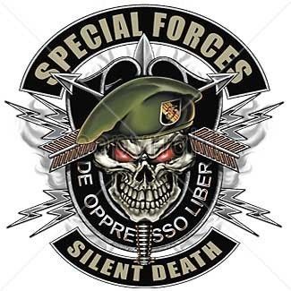 Special Forces T Shirt De Oppresso Liber Silent Death Military Skull 