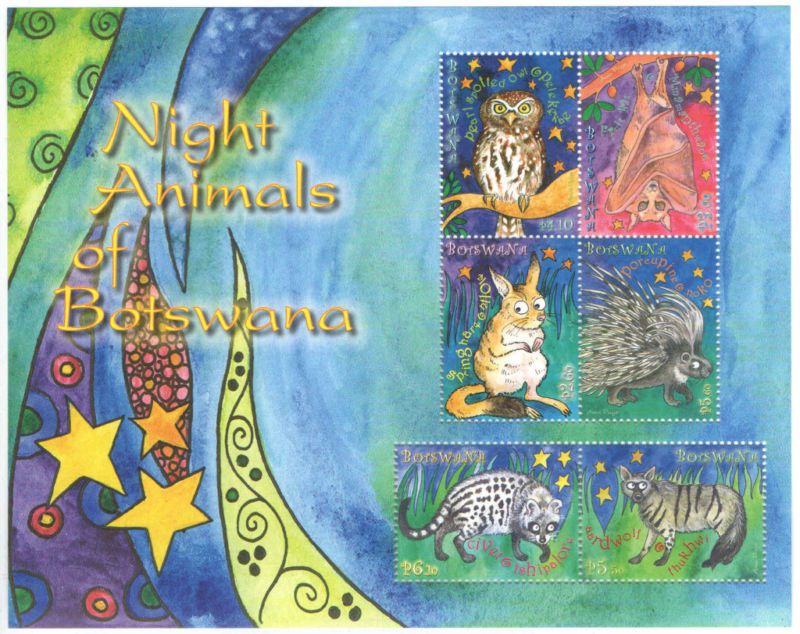 Botswana MNH Stamps Night Animals, birds S/S Fauna 2010  