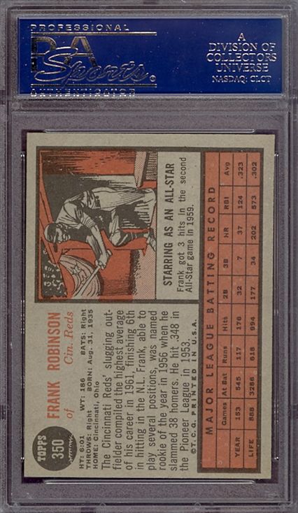 1962 Topps #350 Frank Robinson Reds PSA 7 *272479  