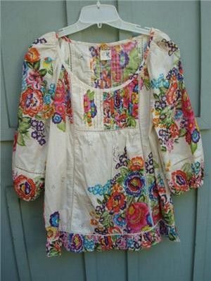   Flores Peasant Blouse Top Sz 6 and 8   by EDME & ESYLLTE  