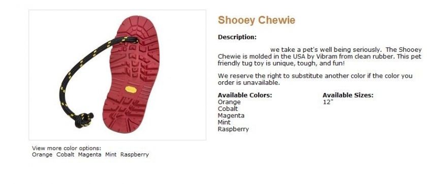 VIBRAM Chewy Dog Pet Toy Rubber Shoe Toys 12Any Color  