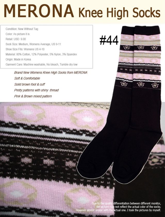 MERONA Womens Knee High Soft Socks Argyle Stripes 9 11  