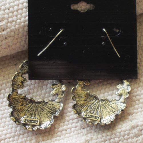   Earrings Xmas Gift Vintage Gold Tone Enamel Embossed Flower  