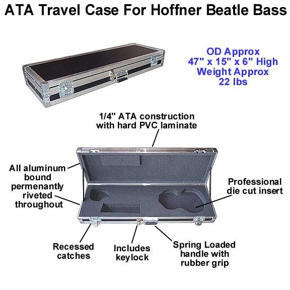 ATA Case for HOFNER BEATLE BASS GUITAR   Brand New  