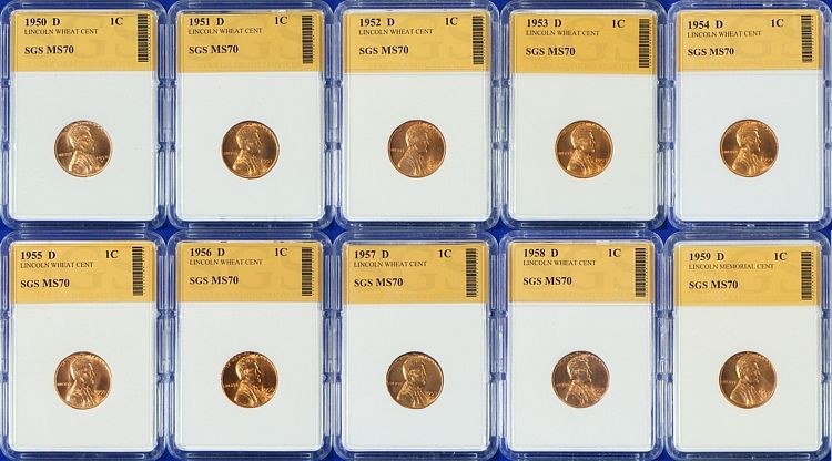     1959 D PERFECT UNCIRCULATED LINCOLN WHEAT / MEMORIAL PENNY SET